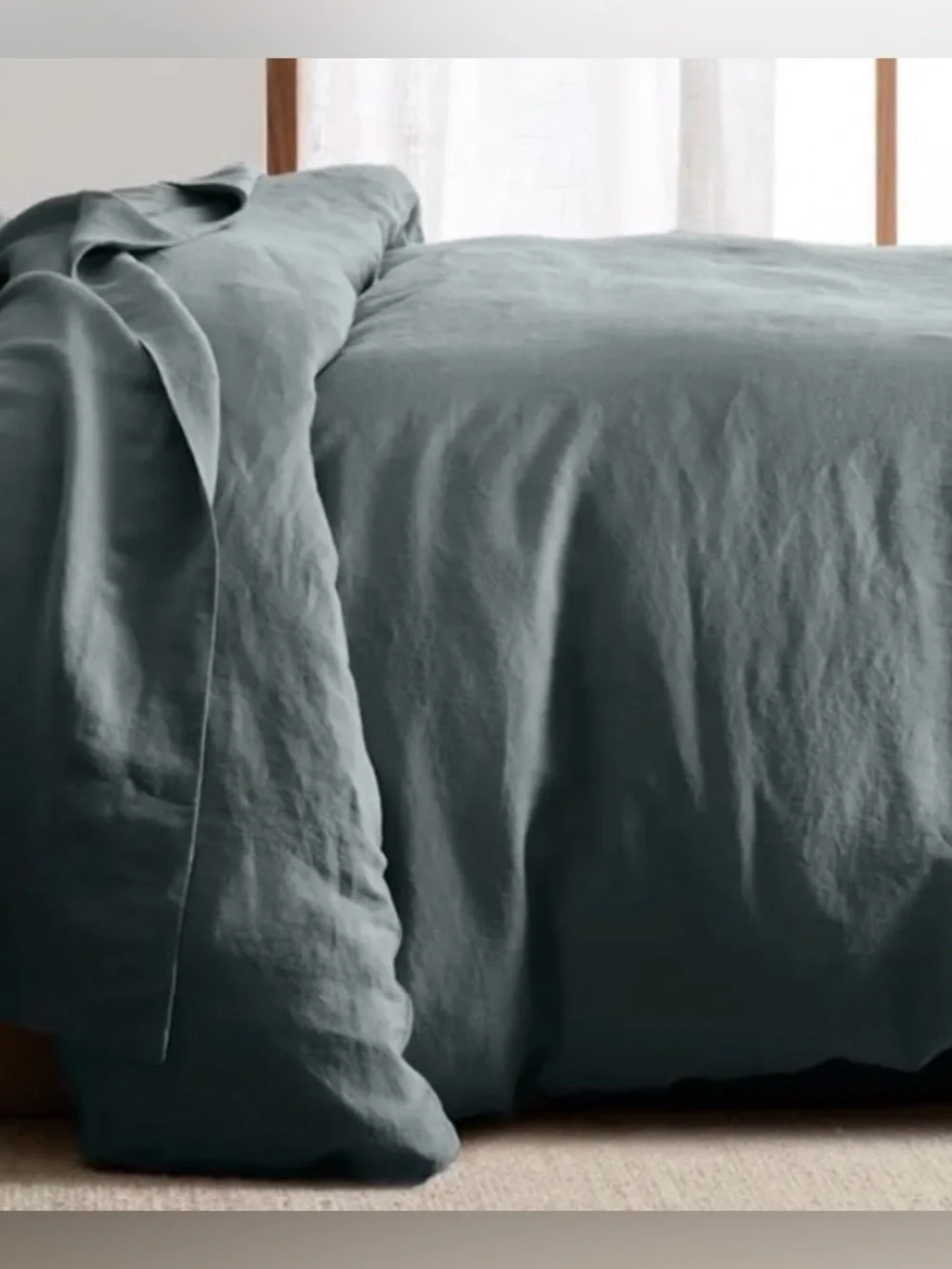 NWT Quince European Linen 1 Piece Duvet Cover, Twin (Ocean)